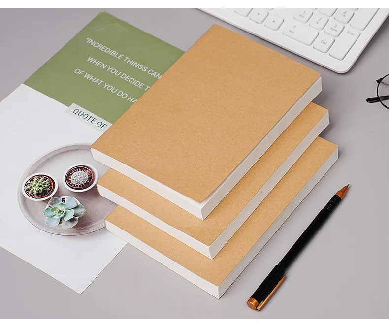 Cuadernos A5/B5 gruesos, 100 y 200 hojas/libro, cubierta artesanal de papel Kraft, diario en blanco, cuaderno de borrador, CS-076 de papelería de estudio de oficina 11 S844862017e8b4da28c4f47ed38f61d6eZ