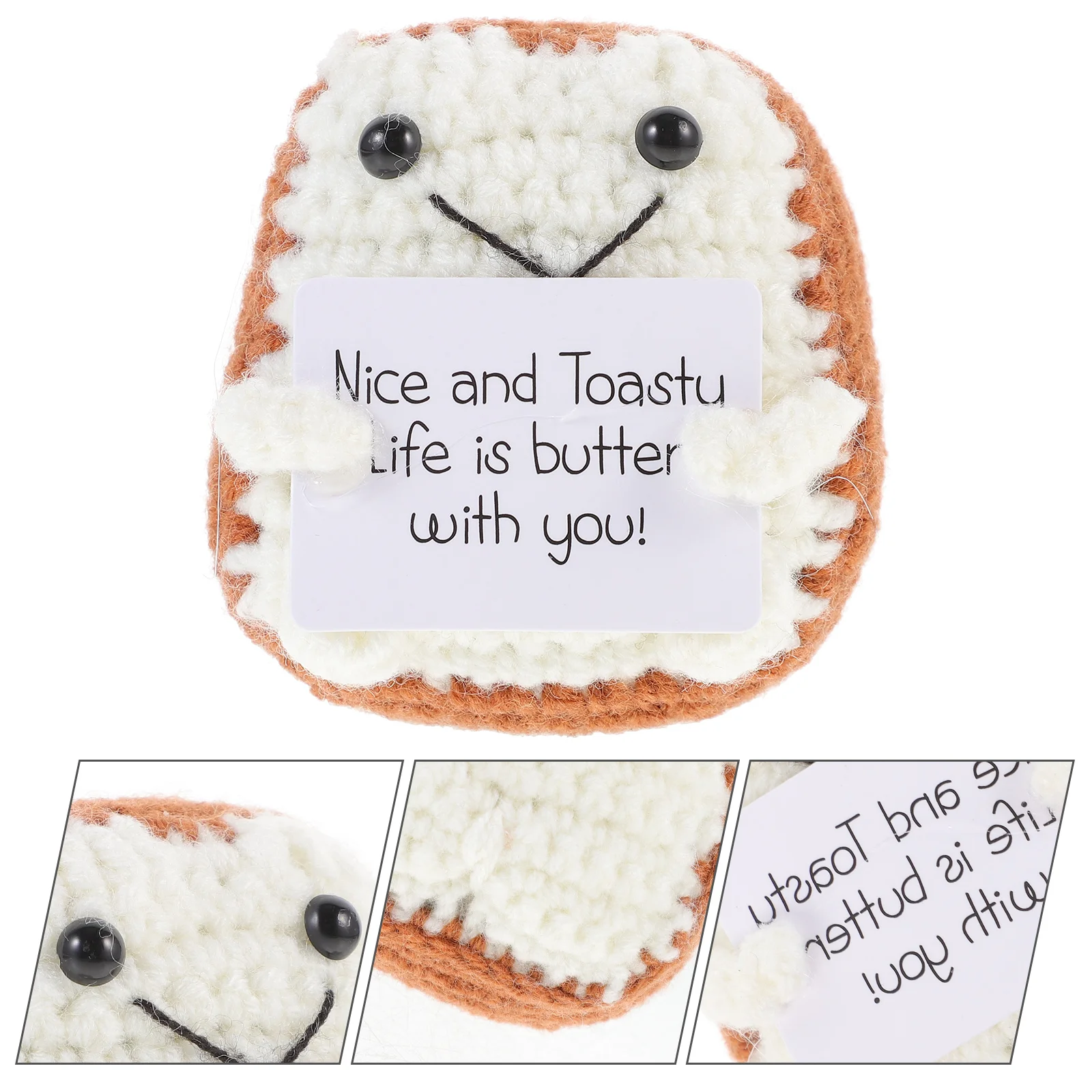 

Emotional Supports Pickle Funny Positive Toast Knitted Toast Doll Encouraging Card Knitting Wool Inspirational Crochet Toast