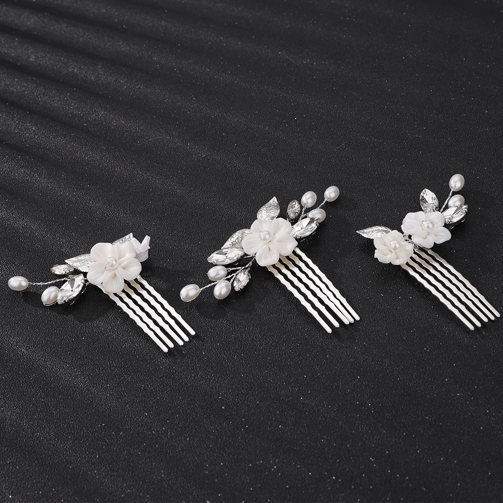 Silver Rhinestone Pearl Hair Accessories for Wedding Women Handmade Flower leaf Bridal Bride Hair Comb Party Head Jewelry Tiaras 8 S844cfaff7ee7430a817e2d0e8b6dae04t