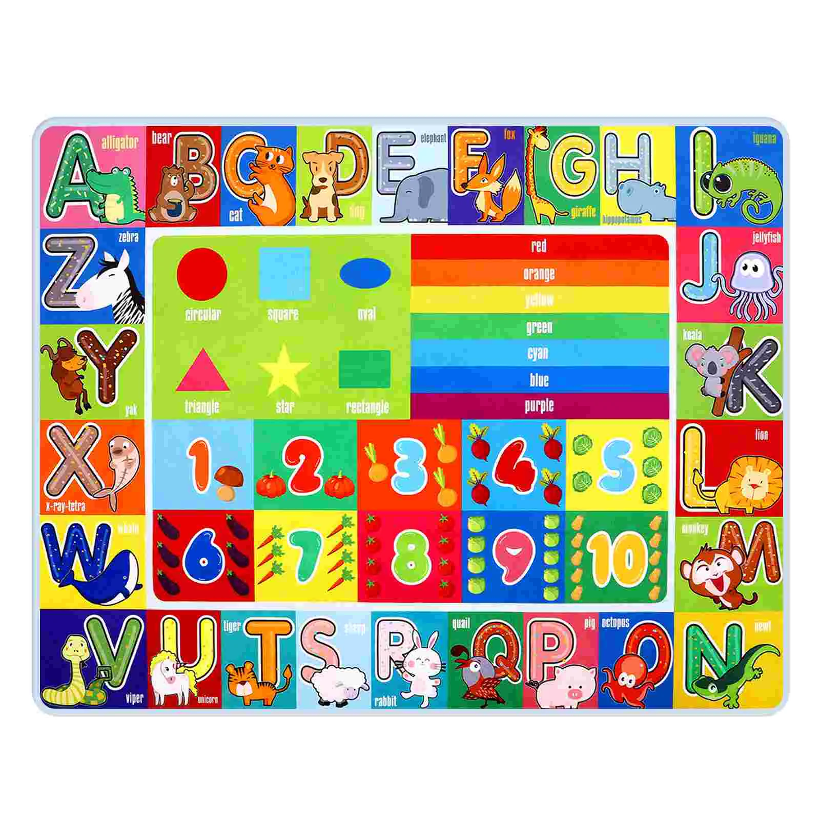 

Игровой коврик ABC, цифры и формы, развивающая площадь, детский игровой коврик для малышей, обучающий коврик для классной комнаты, 55x43 дюймов