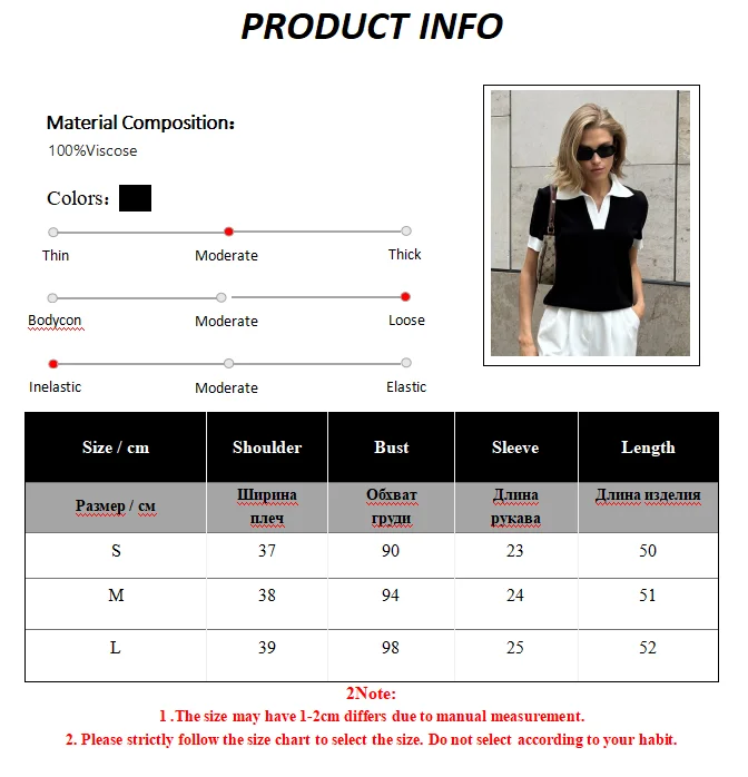 2026 Summer New Short Sleeved Knitted Sweater Temperament Commuting Polo Collar Contrasting Color Slim Fit Knitted Top 93 S8450b63a158f4f47b9f831b58cb46ef6Z