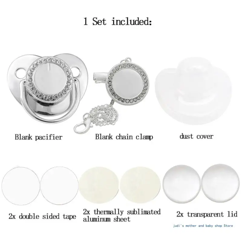 

67JC Thermal Transfer Printing Baby Pacifier DIY Rhinestones Silicone Nipple DIY Sublimation Blank Soothing Pacifier