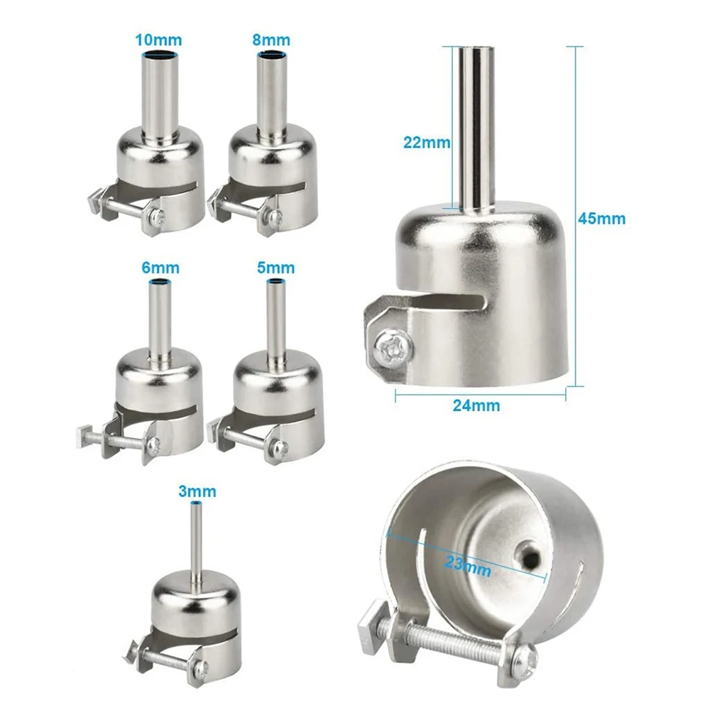Air Gun Stations Welding Nozzle 3/5/6/8/10MM Durable Silver Stainless Steel Strong Versatility 850 852D Series Oldering Station
Air Gun Stations Welding Nozzle 3/5/6/8/10MM Durable Silver Stainless Steel Strong Versatility 850 852D Series Oldering Station