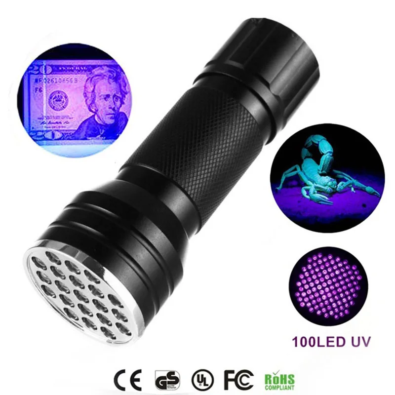 

21 LED UV Ultraviolet Flashlight Blacklight 395NM Mini Flash Lamp For Pet Urine Stains Portable Black Light Flashlights