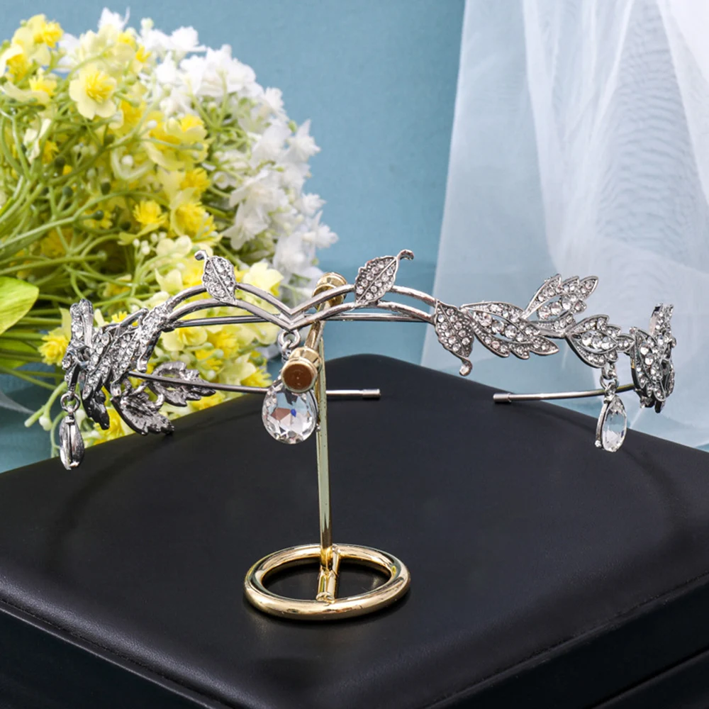 

Сказочные короны на лоб, серебряные тиары в форме листьев с кристаллами для женщин, новинка 2022, свадебные украшения для невесты, аксессуары для волос