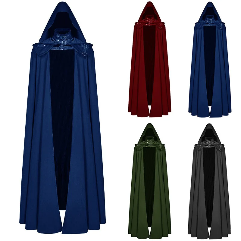 

Halloween Cosplay Costumes Medieval Hooded Coat Gothic Coat Long Trench Halloween Devil Wizard Death Cloak Cosplay Robe Cloak