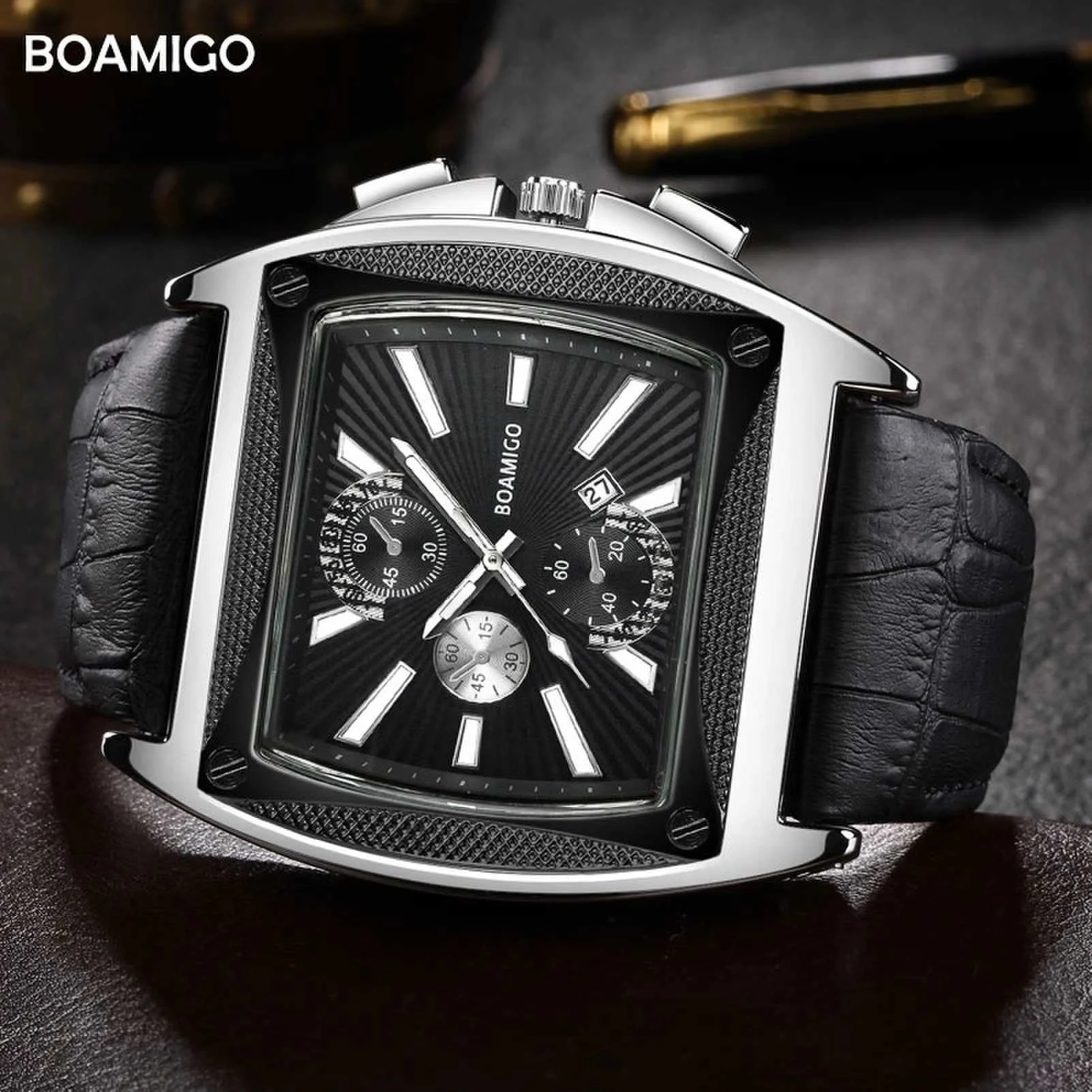 

BOAMIGO luxury Men blue for man digital watch stylish Stainless steel band water proof week display in stock business men wrist