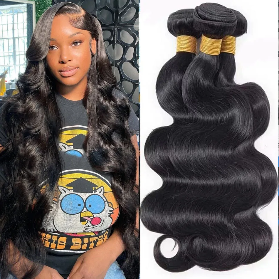 

30 32inch Body Wave Brazilian Human Hair Weave Bundles Wet and Wavy Raw Virgin Remy Doule Drawn Hair Wholesale Natural Tissage
