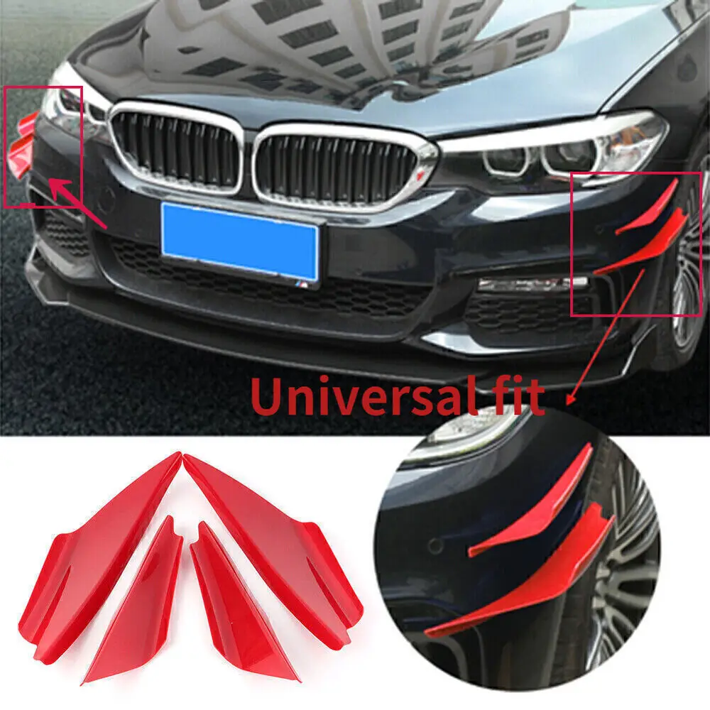 

Red Universal Car Accessories Front Bumper Splitter Canards Diffuser Spoiler Wing Addon Fins Spoilers Wings Exterior Parts