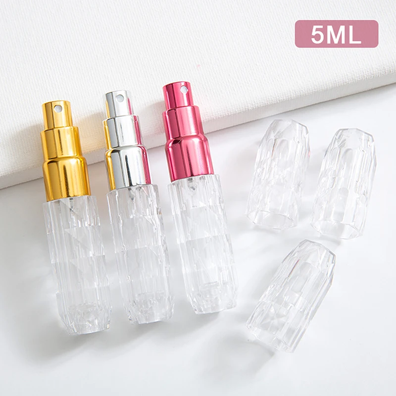 

5ml Crystal Bottom Filling Perfume Bottle Liquid Container Sub-Bottling Perfume Atomizer Portable Refillable Spray Empty Bottles