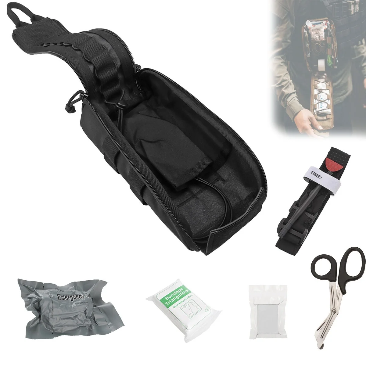 

Compact Rip-Away First Aid Pouch, Quick Deploy Ifak Emergency Survival Kit, Belt or MOLLE Attach Edc Gear for Hunting