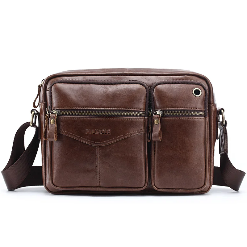 

Brand Shoulder Bag for Men Genuine Leather Messenger Male Travel Business Crossbody A4 Papper Large Coffee Handbag