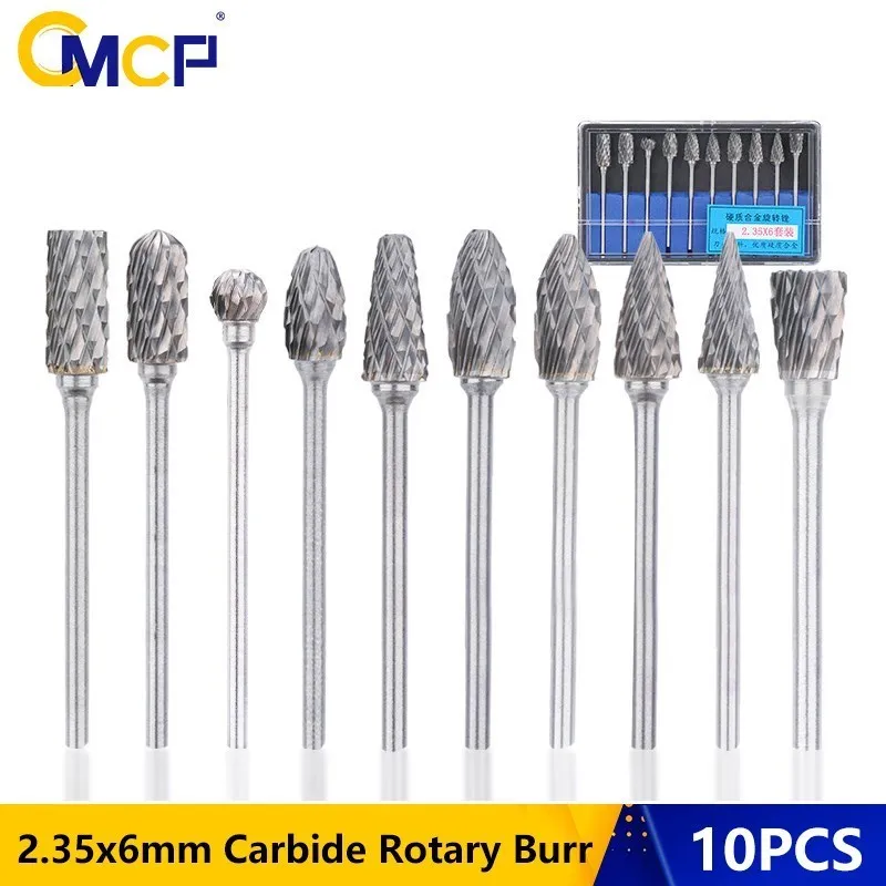 CMCP 10pcs Tungsten Carbide Rotary Burr Set 2.35x6mm Double Cut Rotary File Woodworking Milling Cutter Polishing Head
CMCP 10pcs Tungsten Carbide Rotary Burr Set 2.35x6mm Double Cut Rotary File Woodworking Milling Cutter Polishing Head