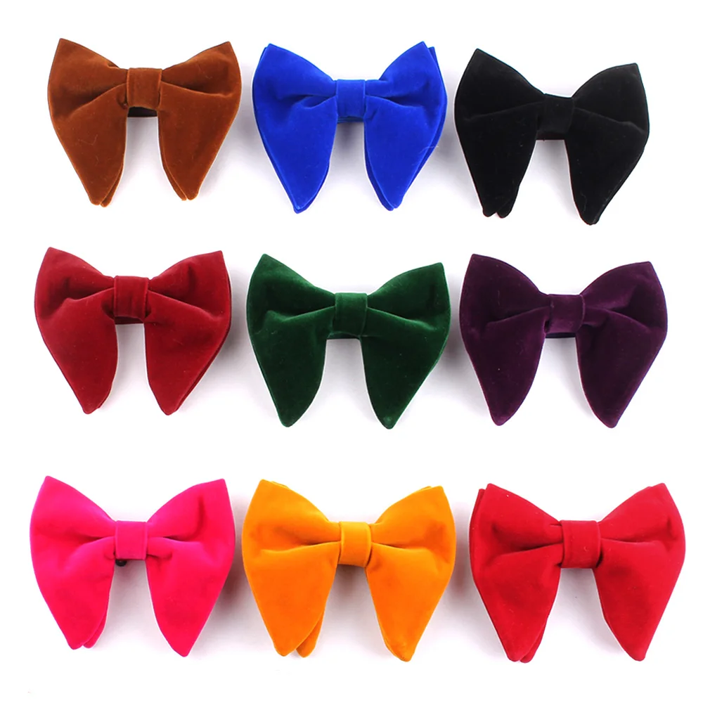 

Fashion Velvet Bow Tie For Men Women Solid Oversize Bowtie For Party Wedding Bow knot Adult Adjustable Men's Bow ties Cravats