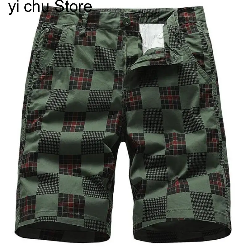 

New Summer shorts men cotton casual men shorts Bermuda masculina Male Straight Plaid Zipper Pants breeches Male shorts