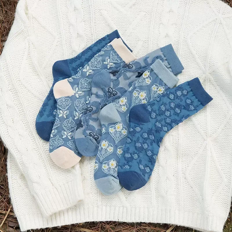 Blue Socks Women Japanese Fashion Floral Embossment Vintage Women Socks Korean Style Ethnic Harajuku Retro Streetwear Long Socks
Blue Socks Women Japanese Fashion Floral Embossment Vintage Women Socks Korean Style Ethnic Harajuku Retro Streetwear Long Socks