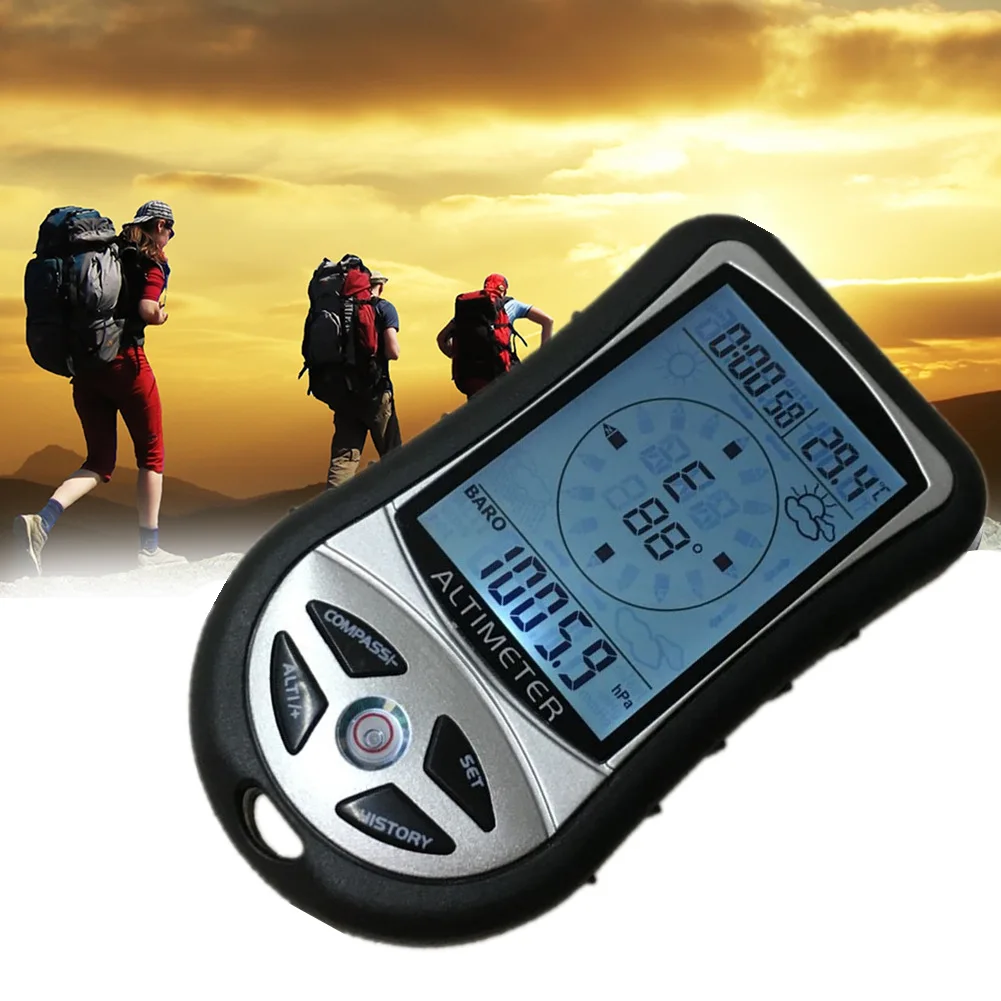 

8 in 1 Electronic Altimeter .digital Compass. Barometer . Elevation Tables. Thermometer Fishing Barometer