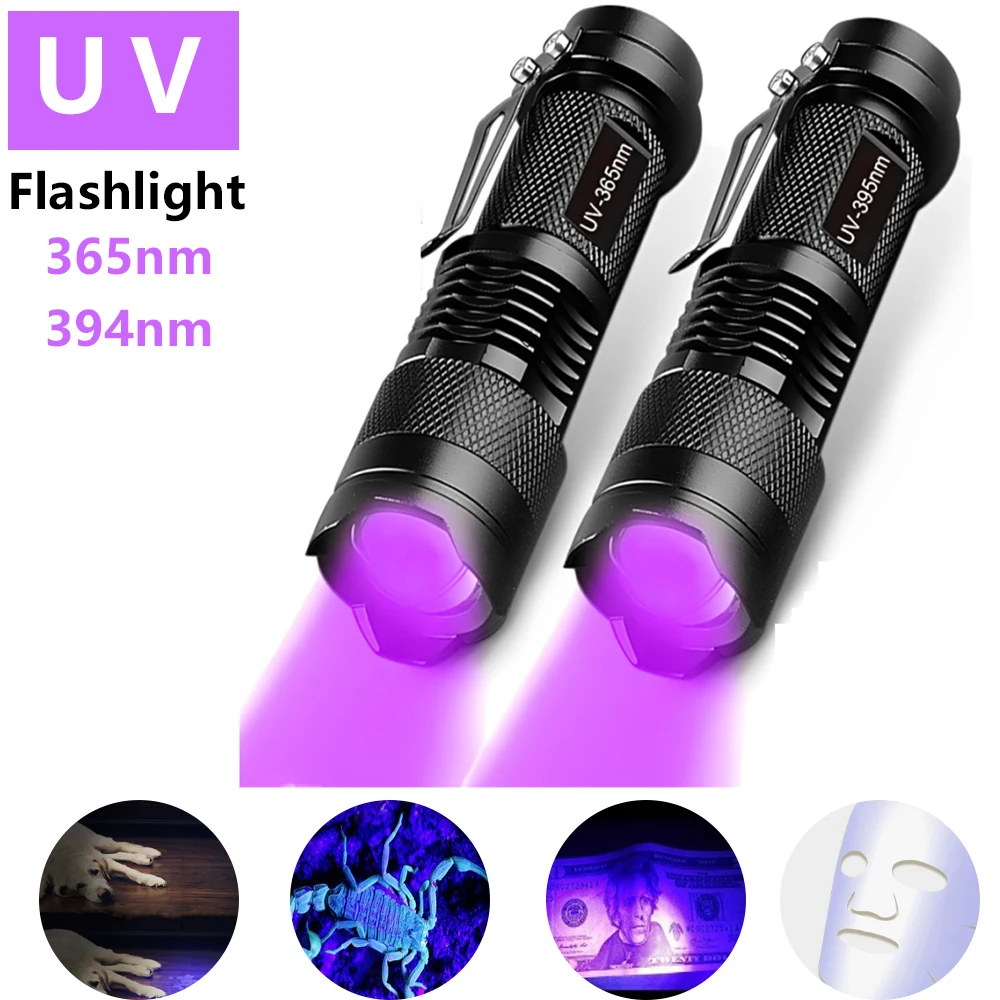 UV Purple Flashlight 365NM/395NM Aluminum Alloy Cash Detector Fluorescence Detection UV Flashlight Scorpion Lamp Purple Lamp
UV Purple Flashlight 365NM/395NM Aluminum Alloy Cash Detector Fluorescence Detection UV Flashlight Scorpion Lamp Purple Lamp