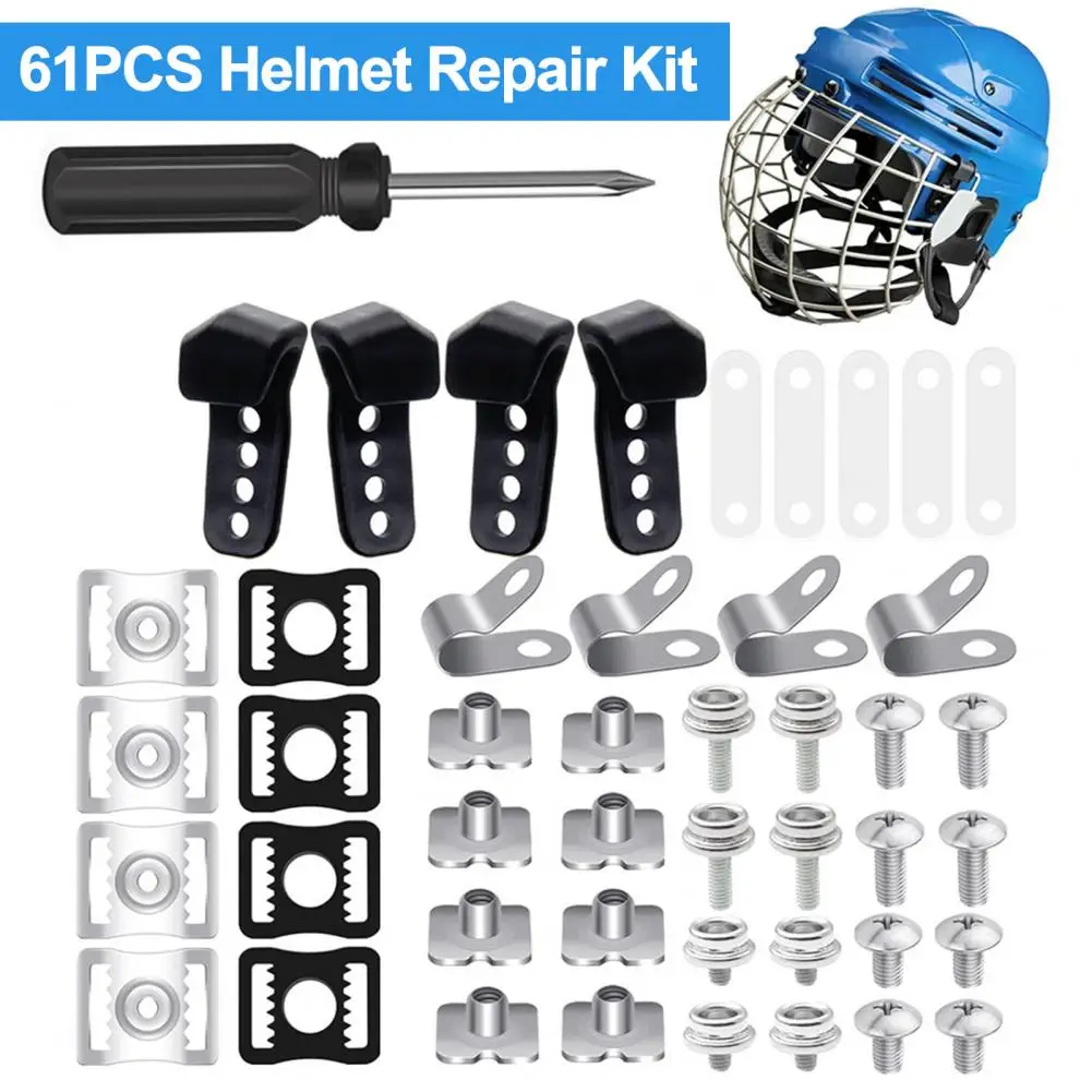 

Football Helmet Repair Kit Portable J Clips Visor Clips Rubber Gasket Screw Nuts Helmet Replacement Parts Hockey Helmet Part