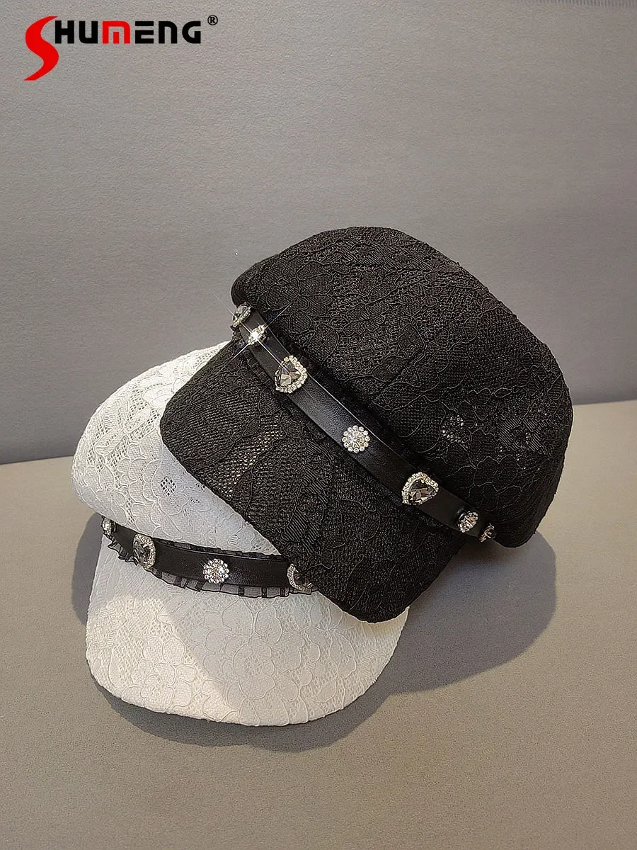 Japanese Style Sweet Rhinestone Lace Octagonal Cap for Women Spring and Summer New Cute Kawaii Cool Gauze Beret Mine Series Hats
Japanese Style Sweet Rhinestone Lace Octagonal Cap for Women Spring and Summer New Cute Kawaii Cool Gauze Beret Mine Series Hats
