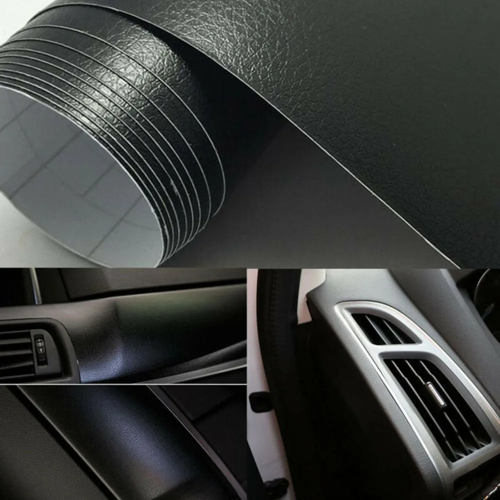 

30cm*150cm Leather Texture Car Vinyl Wrap Car Wrap Sheet Roll Film Car Auto Matte Vinyl Sticker Inner Decal Film Black.