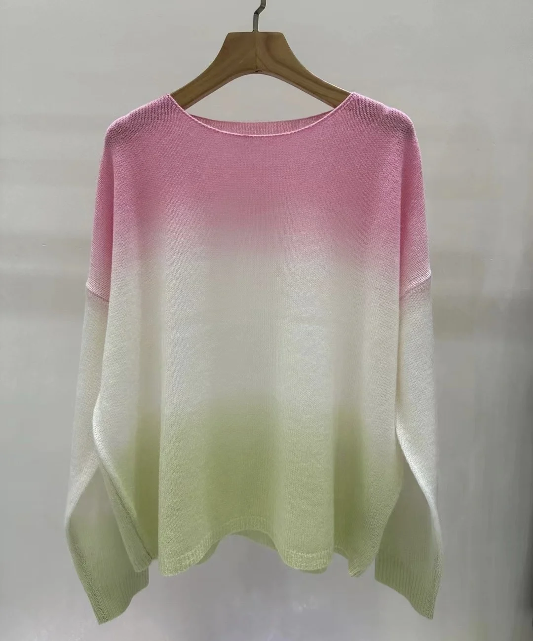 

Autumn/Winter new, 100% cashmere, gradient color tie-dye extreme skinny pullover top,