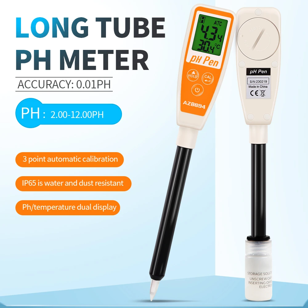 AZ8694 PH Meter Aquarium Pool PH Water Quality Monitor Tester for Cheese Meat Fruit Milk Dough Food PH Temperature Test 
AZ8694 PH Meter Aquarium Pool PH Water Quality Monitor Tester for Cheese Meat Fruit Milk Dough Food PH Temperature Test