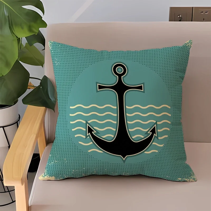 

Cushion Cover 50x50 Anchor Pillowcases Double-sided Printing Twin Size Bedding 45x45 Cushions Covers Home Decor Bed for Pillows