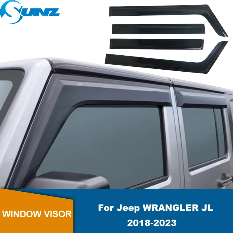 

Side Window Visor For Jeep Wrangler 2018 2019 2020 2021 2022 2023 Car Window Rain Guards Weathershields Sun Rain Deflectors