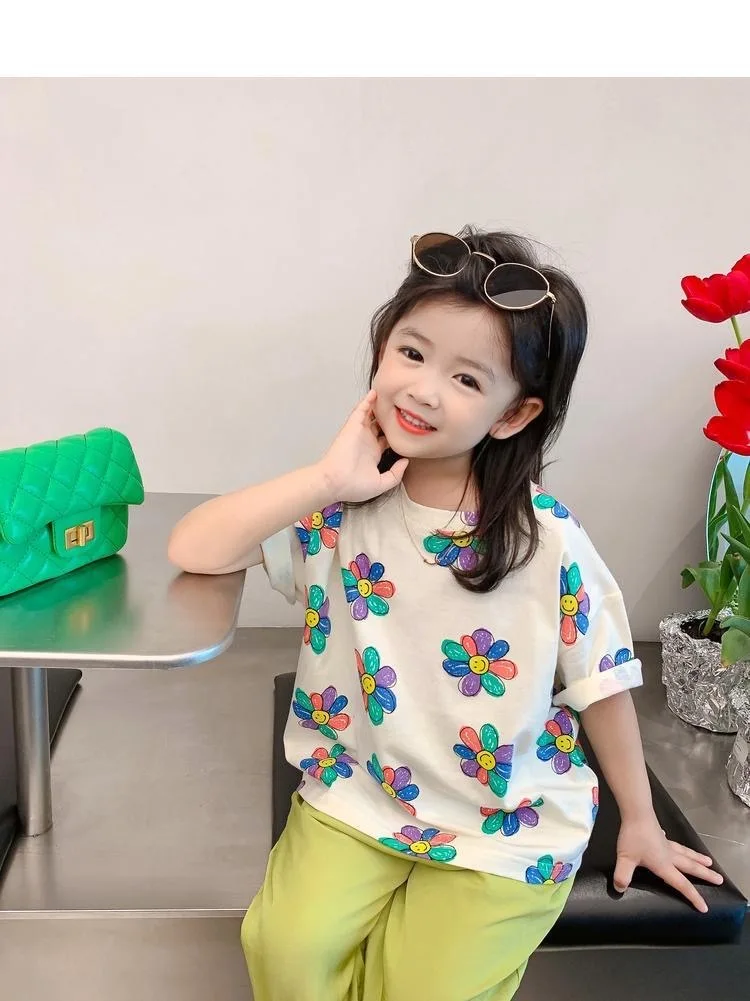 1 قطع الصيف الاطفال زهرة طباعة قمم ملابس الفتيات الكورية نمط قميص الأطفال قصيرة الأكمام تي شيرت الطفل عارضة الراحة تي شيرت 1 قطع الصيف الاطفال زهرة طباعة قمم ملابس الفتيات الكورية نمط قميص الأطفال قصيرة الأكمام تي شيرت الطفل عارضة الراحة تي شيرت