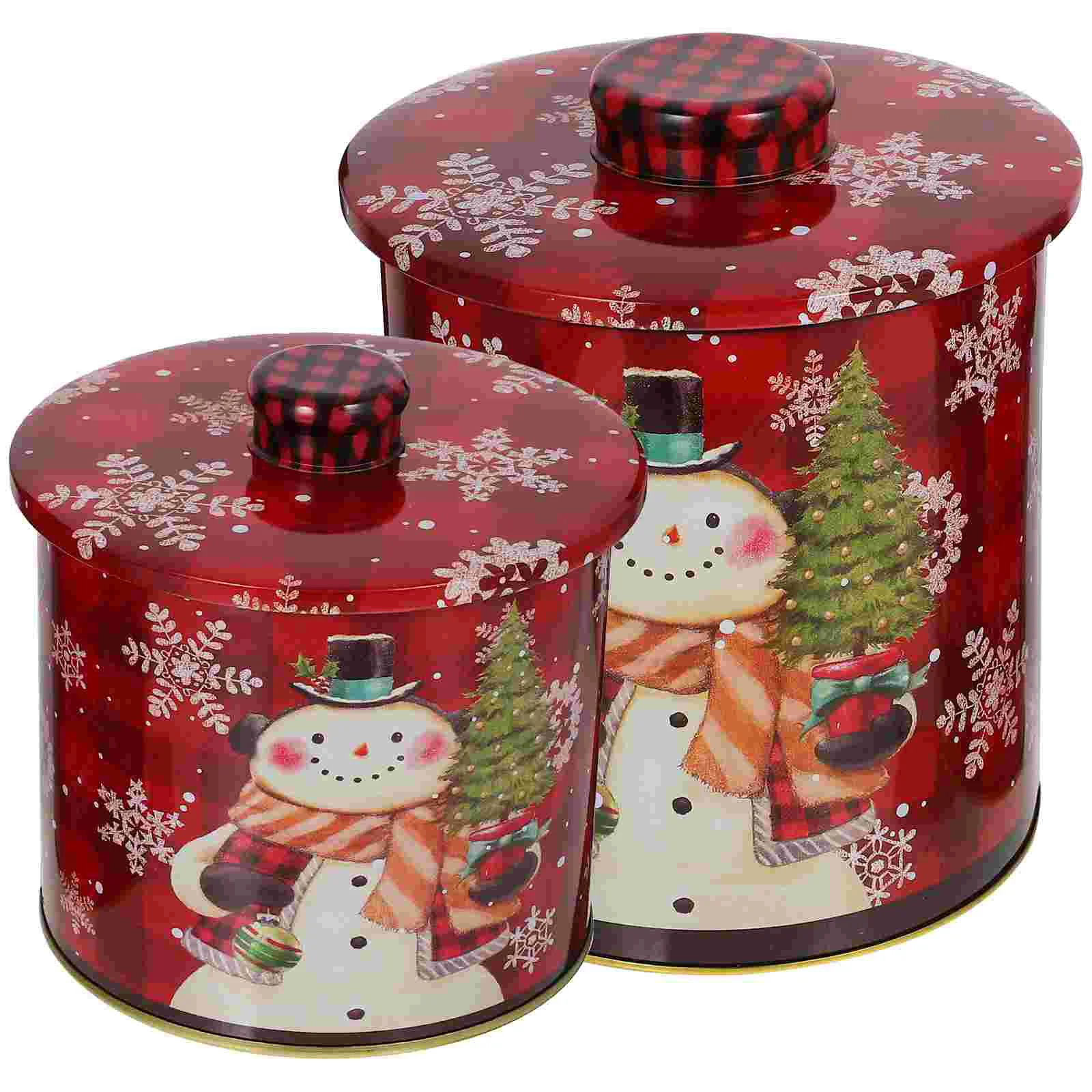 

2 Pcs Tinplate Candy Jar Christmas Treat Containers Cookie Supplies Box Sugar Case Jars