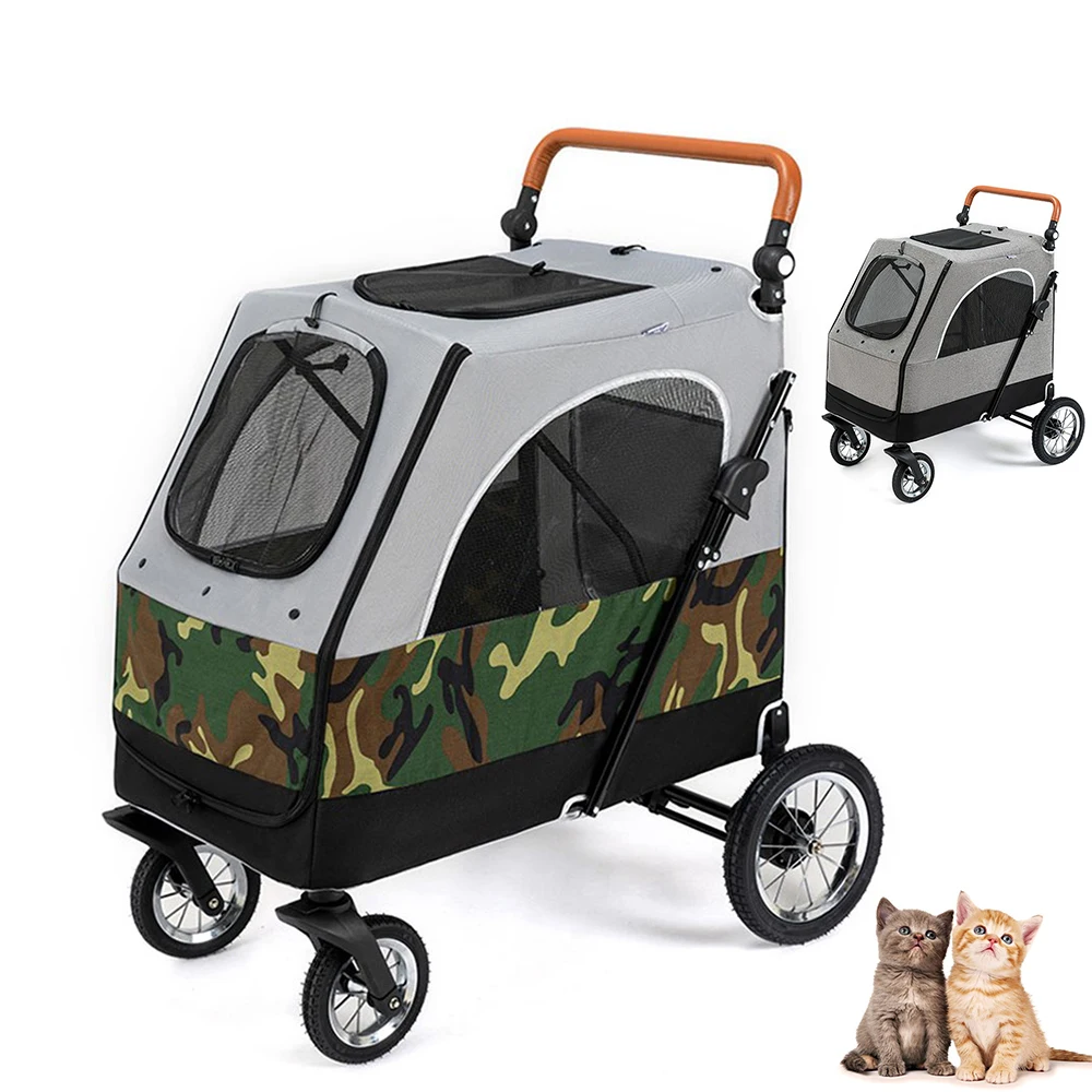 

Прогулочная коляска для домашних животных, транспортер, легкая складная коляска для новорожденных, с грузоподъемностью 55 кг, для путешествий на открытом воздухе