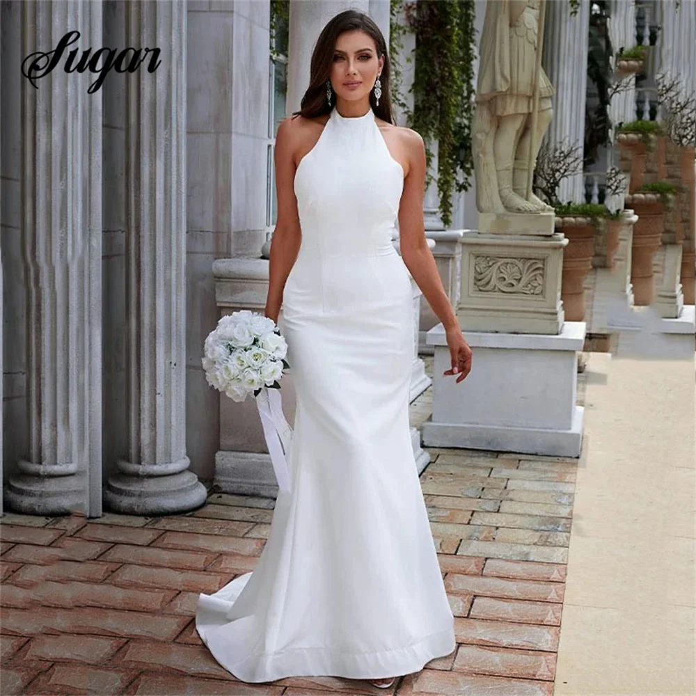 Mermaid Wedding Dresses for Women Simple Boho Halter Satin Beach Bridal Gowns Custom Plus Size Bride Dress Vestido De Noiva
Mermaid Wedding Dresses for Women Simple Boho Halter Satin Beach Bridal Gowns Custom Plus Size Bride Dress Vestido De Noiva