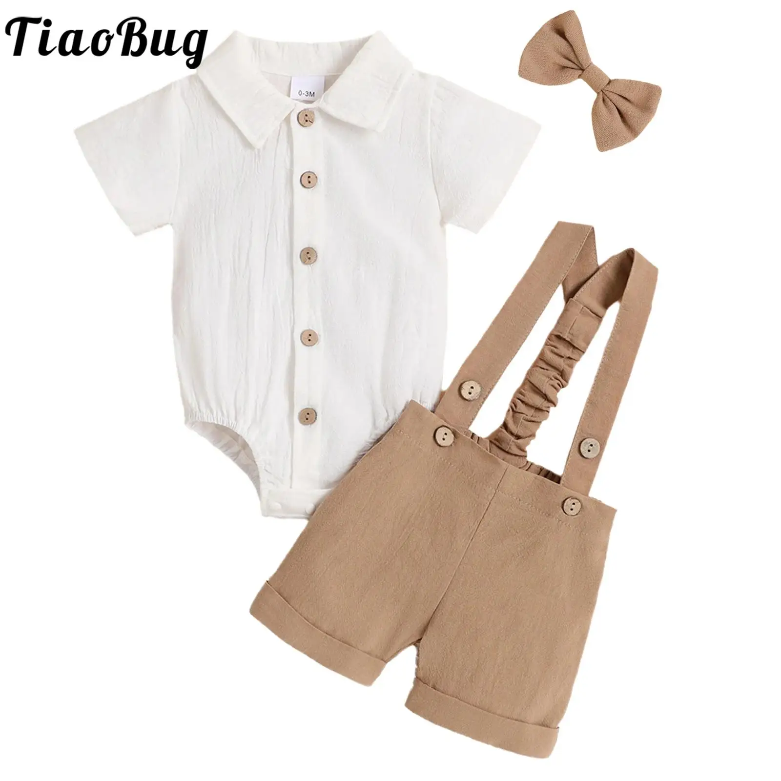 Infant Baby Boys 3Pcs Summer Gentleman Outfit Short Sleeve Romper with Suspender Shorts Bow Tie Suit Birthday Party Clothes 
Infant Baby Boys 3Pcs Summer Gentleman Outfit Short Sleeve Romper with Suspender Shorts Bow Tie Suit Birthday Party Clothes