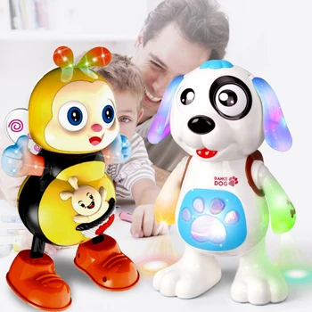 전자 로봇 개 장난감 음악 빛 댄스 도보 귀여운 아기 선물 3-4-5-6 세 어린이 장난감 유아 동물 소년 소녀 어린이