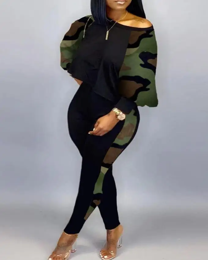 Women's Casual Suits 2024 Spring Summer Latest Fashion O-Neck Plus Size Camouflage Print Long Sleeve Top & Tight Pants Set
Women's Casual Suits 2024 Spring Summer Latest Fashion O-Neck Plus Size Camouflage Print Long Sleeve Top & Tight Pants Set