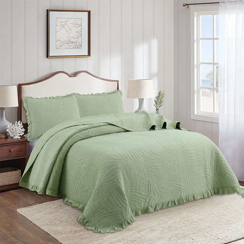 CHAUSUB Lace Decor Cotton Quilt Set 3PCS Bedspread on the Bed Reversible Queen Size Simple Embroidered Quilted Coverlet for Bed
CHAUSUB Lace Decor Cotton Quilt Set 3PCS Bedspread on the Bed Reversible Queen Size Simple Embroidered Quilted Coverlet for Bed