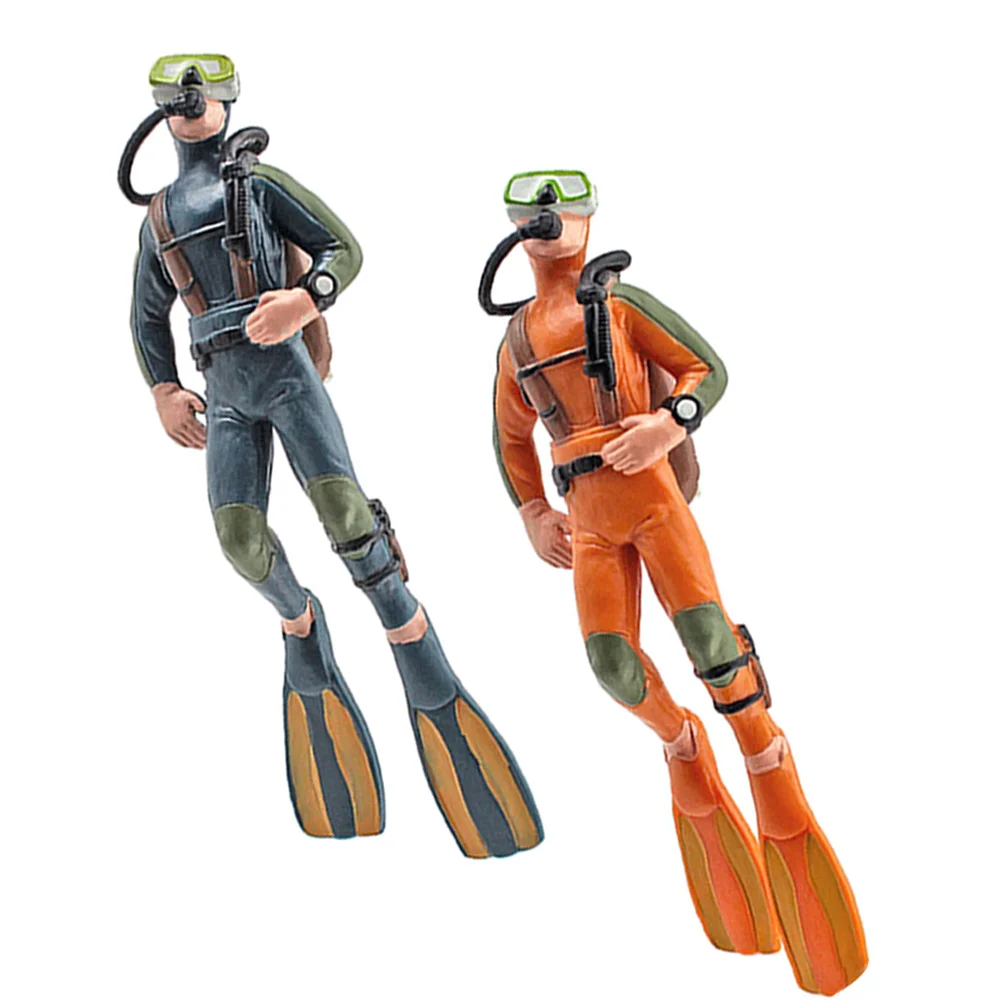 

2pcs Diver Statues Fish Tank Floating Diver Ornament Lifelike Diver Statue Underwater Diver