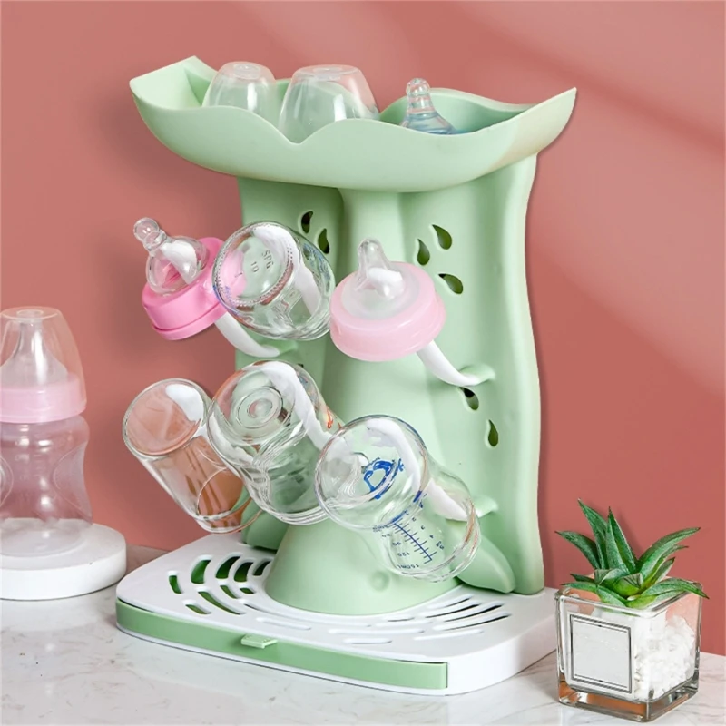 

Baby Bottle Drying Rack with 6 Pegs Space Saving Countertop Organizers Vertical Bottle Drying Stand ABS for Baby Bottles