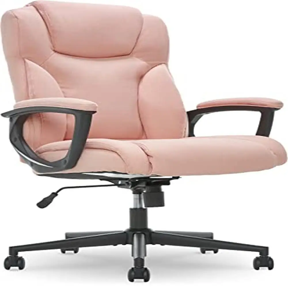 

Современный офисный стул Hannah II Гарвардские розовые плюшевые подушки эргономичный дизайн регулируемое сиденье сверхпрочное основание двухколесные ролики