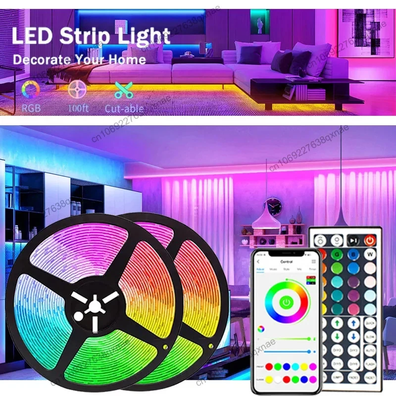 

LED1-5m 10m 20m 30m Bluetooth LED Strip for Bedroom Decoration Neon Lights Color LED Strip Lights 5050 Led RGB Tape TV Backlight