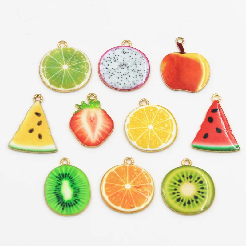 

10pcs Charms Fruit Watermelon Lemon Apple Strawberry KC Gold Color Pendants DIY Crafts Making Findings Handmade Fashion Jewelry