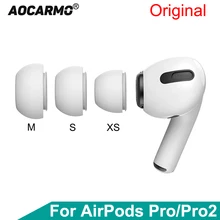 Aocarmo 2Pcs For Apple AirPods Pro Pro2 Earphone Dust Filter Mesh Silicone Rubber Eartips Earbuds Cap Original Replacement Part
