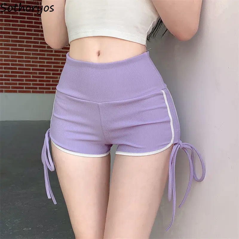 

Skinny Shorts Women 5 Colors Bandage Simple Sporty Daily Empire Sexy Korean Style Leisure Stylish Bright Line Decoration Summer