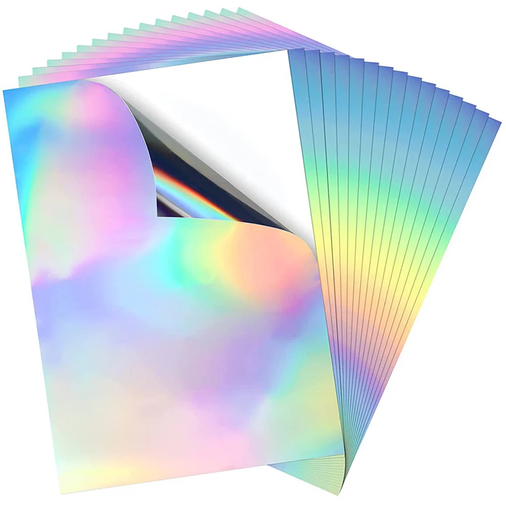 

20 Sheets Laser Holographic Self-adhesive Paper A4 Printing Stickers Colorful Fantasy Aluminum Foil Full-color Cardboard Jam