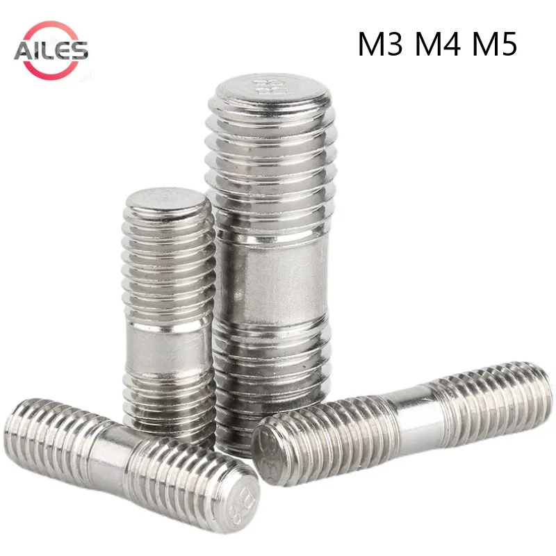 

M3 M4 M5 Double End Thread Rod Metric 304 Stainless Steel Headless Stud Bolts Screw Tooth Stick Dual Head Headed Bar