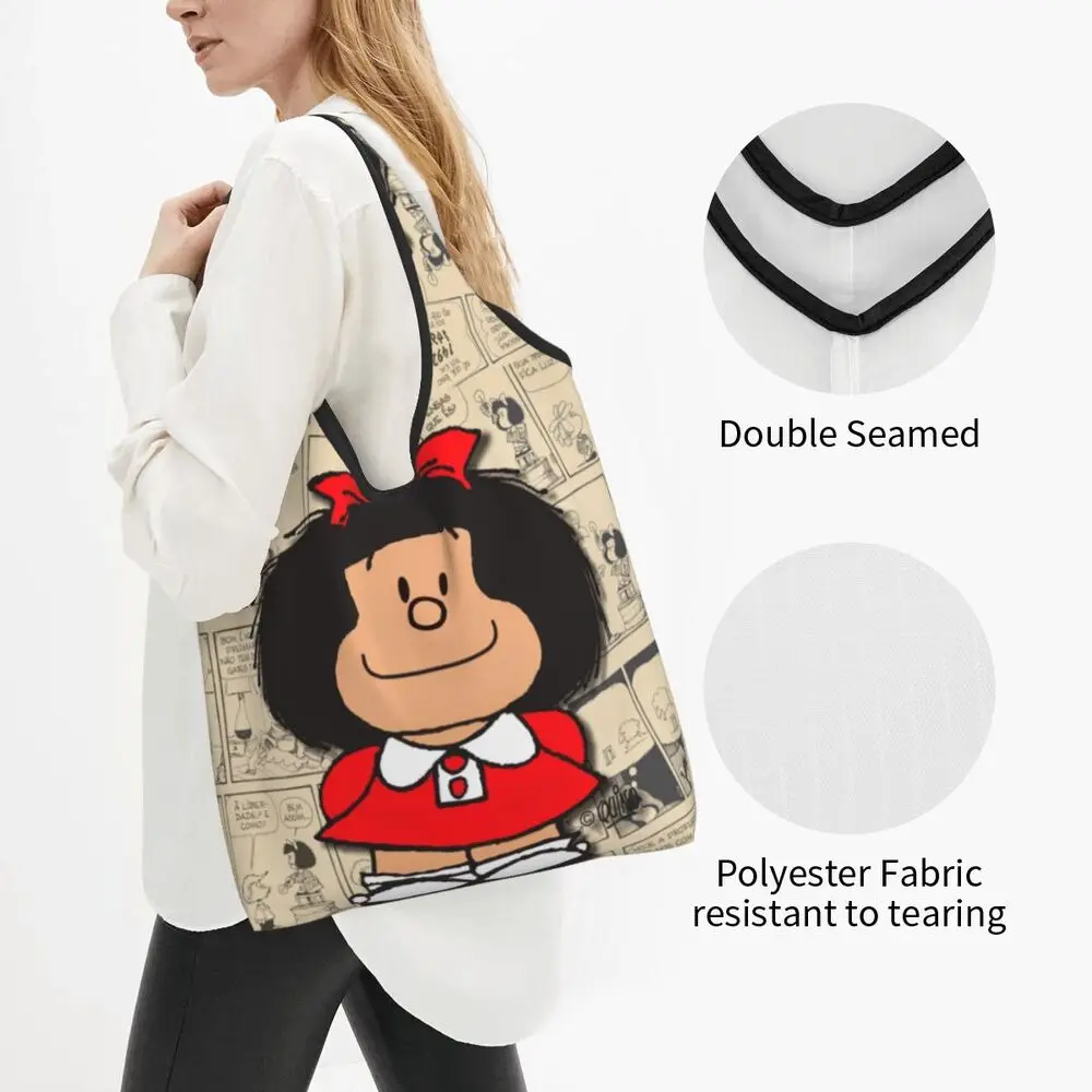 Custom Vintage Mafalda Manga Grocery Shopping Bag 3 S84895d97296d4e29ae16e1009e311d40w
