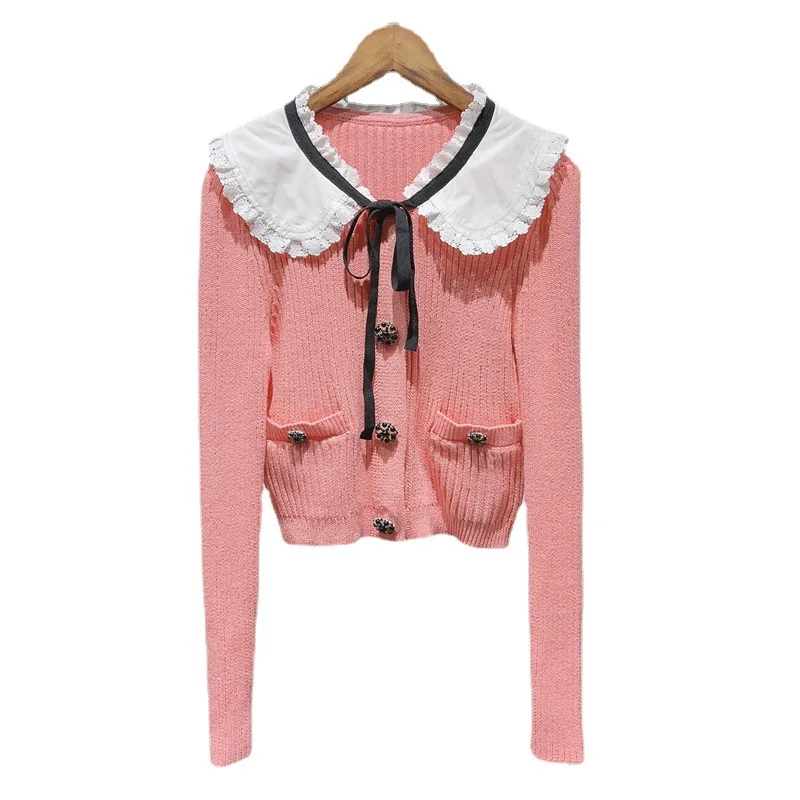 New Korean Fashion Style Sweaters 2023 Spring Ladies Peter Pan Collar Wool Knitted Beading Button Casual Pink Blue Cardigan Tops
New Korean Fashion Style Sweaters 2023 Spring Ladies Peter Pan Collar Wool Knitted Beading Button Casual Pink Blue Cardigan Tops