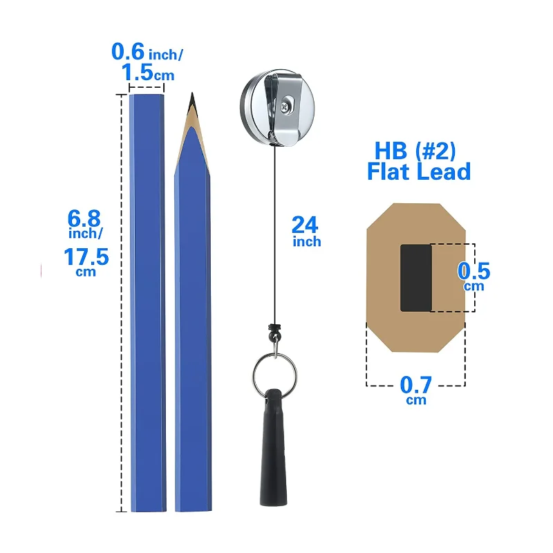 Carpenter Pencil with Pencil Sharpener Flat Wood Construction Pencil with Retractable Pen Holder Carpenter Marking Pencils
Carpenter Pencil with Pencil Sharpener Flat Wood Construction Pencil with Retractable Pen Holder Carpenter Marking Pencils