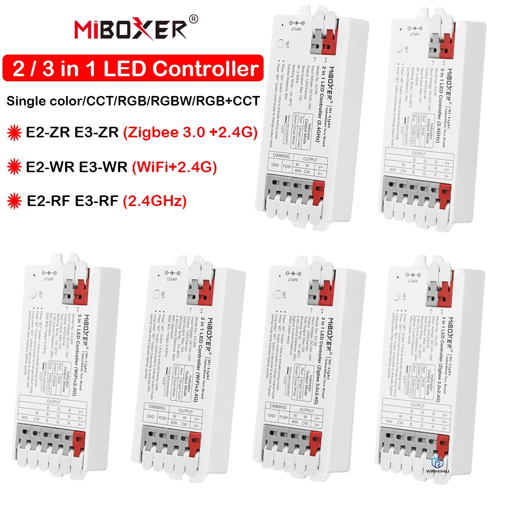 

Miboxer 2 3 in 1 LED Controller WiFi Zigbee 3.0+2.4G Single color/Dual white/RGB/RGBW/RGB+CCT LED Strip Light Lamp Dimmer 12A/Ch